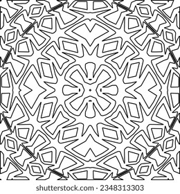 Vector pattern with symmetrical elements . Modern stylish abstract texture. Repeating geometric tiles from striped elements.Black and white pattern.