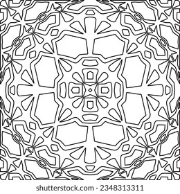 Vector pattern with symmetrical elements . Modern stylish abstract texture. Repeating geometric tiles from striped elements.Black and white pattern.