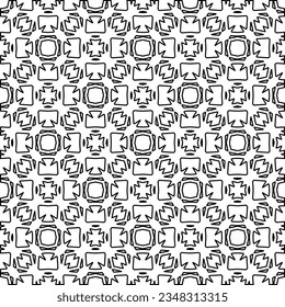 Vector pattern with symmetrical elements . Modern stylish abstract texture. Repeating geometric tiles from striped elements.Black and white pattern.