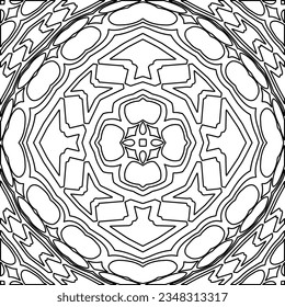 Vector pattern with symmetrical elements . Modern stylish abstract texture. Repeating geometric tiles from striped elements.Black and white pattern.