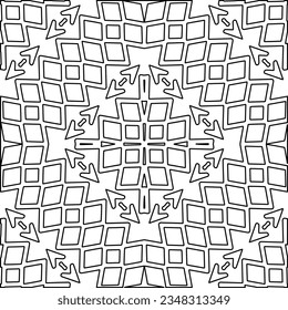 Vector pattern with symmetrical elements . Modern stylish abstract texture. Repeating geometric tiles from striped elements.Black and white pattern.