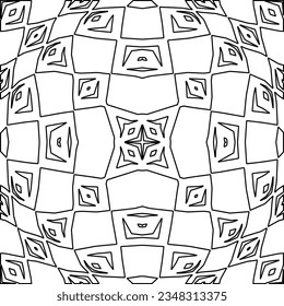 Vector pattern with symmetrical elements . Modern stylish abstract texture. Repeating geometric tiles from striped elements.Black and white pattern.