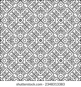 Vector pattern with symmetrical elements . Modern stylish abstract texture. Repeating geometric tiles from striped elements.Black and white pattern.