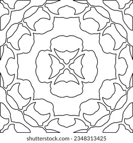 Vector pattern with symmetrical elements . Modern stylish abstract texture. Repeating geometric tiles from striped elements.Black and white pattern.