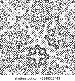 Vector pattern with symmetrical elements . Modern stylish abstract texture. Repeating geometric tiles from striped elements.Black and white pattern.