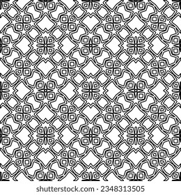 Vector pattern with symmetrical elements . Modern stylish abstract texture. Repeating geometric tiles from striped elements.Black and white pattern.