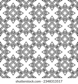 Vector pattern with symmetrical elements . Modern stylish abstract texture. Repeating geometric tiles from striped elements.Black and white pattern.
