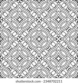 Vector pattern with symmetrical elements . Modern stylish abstract texture. Repeating geometric tiles from striped elements.Black and white pattern.