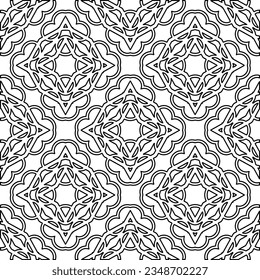 Vector pattern with symmetrical elements . Modern stylish abstract texture. Repeating geometric tiles from striped elements.Black and white pattern.