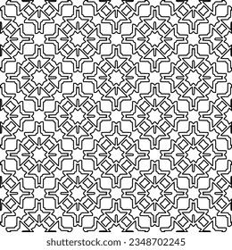 Vector pattern with symmetrical elements . Modern stylish abstract texture. Repeating geometric tiles from striped elements.Black and white pattern.