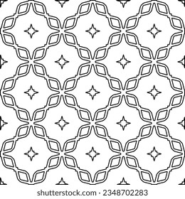 Vector pattern with symmetrical elements . Modern stylish abstract texture. Repeating geometric tiles from striped elements.Black and white pattern.