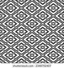 Vector pattern with symmetrical elements . Modern stylish abstract texture. Repeating geometric tiles from striped elements.Black and white pattern.