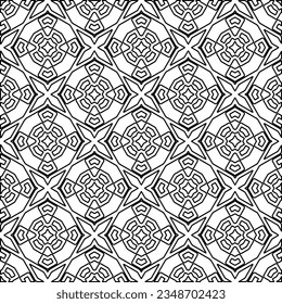 Vector pattern with symmetrical elements . Modern stylish abstract texture. Repeating geometric tiles from striped elements.Black and white pattern.