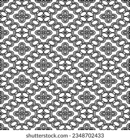 Vector pattern with symmetrical elements . Modern stylish abstract texture. Repeating geometric tiles from striped elements.Black and white pattern.