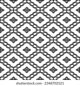 Vector pattern with symmetrical elements . Modern stylish abstract texture. Repeating geometric tiles from striped elements.Black and white pattern.