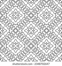 Vector pattern with symmetrical elements . Modern stylish abstract texture. Repeating geometric tiles from striped elements.Black and white pattern.