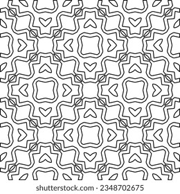 Vector pattern with symmetrical elements . Modern stylish abstract texture. Repeating geometric tiles from striped elements.Black and white pattern.