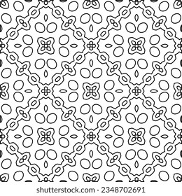 Vector pattern with symmetrical elements . Modern stylish abstract texture. Repeating geometric tiles from striped elements.Black and white pattern.