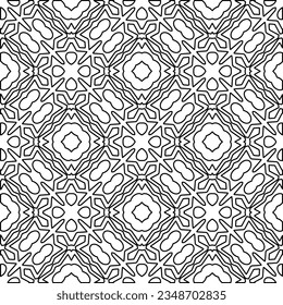 Vector pattern with symmetrical elements . Modern stylish abstract texture. Repeating geometric tiles from striped elements.Black and white pattern.