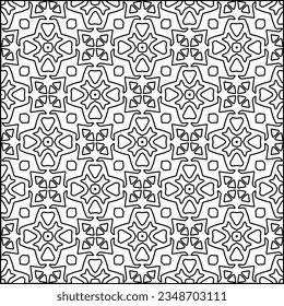 Vector pattern with symmetrical elements . Modern stylish abstract texture. Repeating geometric tiles from striped elements.Black and white pattern.