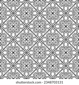 Vector pattern with symmetrical elements . Modern stylish abstract texture. Repeating geometric tiles from striped elements.Black and white pattern.