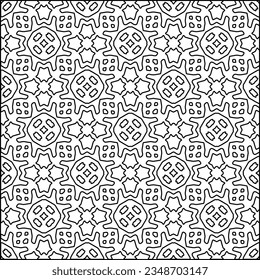 Vector pattern with symmetrical elements . Modern stylish abstract texture. Repeating geometric tiles from striped elements.Black and white pattern.