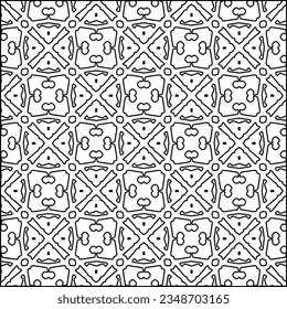 Vector pattern with symmetrical elements . Modern stylish abstract texture. Repeating geometric tiles from striped elements.Black and white pattern.