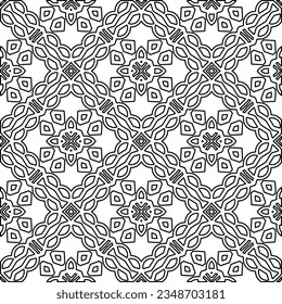 Vector pattern with symmetrical elements . Modern stylish abstract texture. Repeating geometric tiles from striped elements.Black and white pattern.