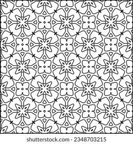 Vector pattern with symmetrical elements . Modern stylish abstract texture. Repeating geometric tiles from striped elements.Black and white pattern.
