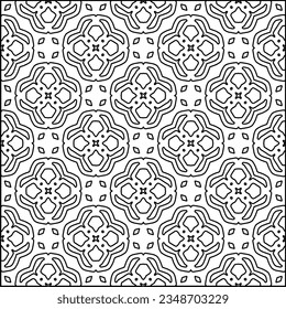 Vector pattern with symmetrical elements . Modern stylish abstract texture. Repeating geometric tiles from striped elements.Black and white pattern.