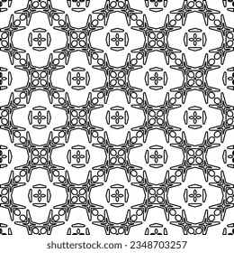 Vector pattern with symmetrical elements . Modern stylish abstract texture. Repeating geometric tiles from striped elements.Black and white pattern.