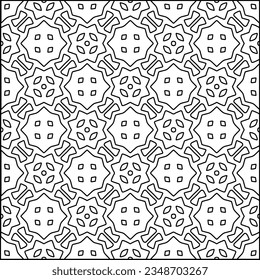 Vector pattern with symmetrical elements . Modern stylish abstract texture. Repeating geometric tiles from striped elements.Black and white pattern.