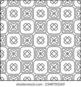Vector pattern with symmetrical elements . Modern stylish abstract texture. Repeating geometric tiles from striped elements.Black and white pattern.