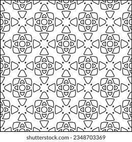 Vector pattern with symmetrical elements . Modern stylish abstract texture. Repeating geometric tiles from striped elements.Black and white pattern.