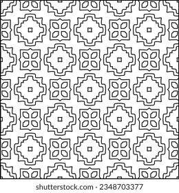 Vector pattern with symmetrical elements . Modern stylish abstract texture. Repeating geometric tiles from striped elements.Black and white pattern.