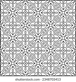 Vector pattern with symmetrical elements . Modern stylish abstract texture. Repeating geometric tiles from striped elements.Black and white pattern.