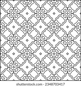 Vector pattern with symmetrical elements . Modern stylish abstract texture. Repeating geometric tiles from striped elements.Black and white pattern.