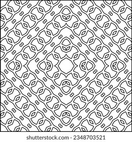 Vector pattern with symmetrical elements . Modern stylish abstract texture. Repeating geometric tiles from striped elements.Black and white pattern.