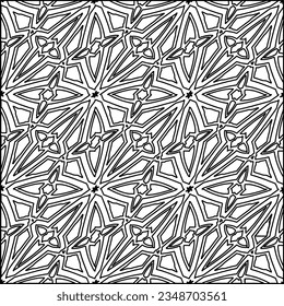 Vector pattern with symmetrical elements . Modern stylish abstract texture. Repeating geometric tiles from striped elements.Black and white pattern.