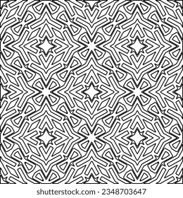 Vector pattern with symmetrical elements . Modern stylish abstract texture. Repeating geometric tiles from striped elements.Black and white pattern.
