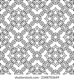 Vector pattern with symmetrical elements . Modern stylish abstract texture. Repeating geometric tiles from striped elements.Black and white pattern.