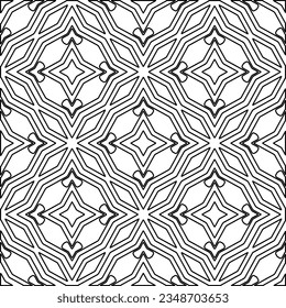 Vector pattern with symmetrical elements . Modern stylish abstract texture. Repeating geometric tiles from striped elements.Black and white pattern.
