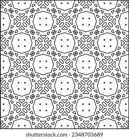 Vector pattern with symmetrical elements . Modern stylish abstract texture. Repeating geometric tiles from striped elements.Black and white pattern.