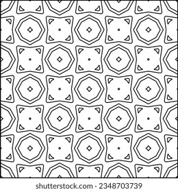Vector pattern with symmetrical elements . Modern stylish abstract texture. Repeating geometric tiles from striped elements.Black and white pattern.