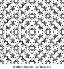 Vector pattern with symmetrical elements . Modern stylish abstract texture. Repeating geometric tiles from striped elements.Black and white pattern.