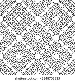 Vector pattern with symmetrical elements . Modern stylish abstract texture. Repeating geometric tiles from striped elements.Black and white pattern.