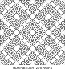 Vector pattern with symmetrical elements . Modern stylish abstract texture. Repeating geometric tiles from striped elements.Black and white pattern.