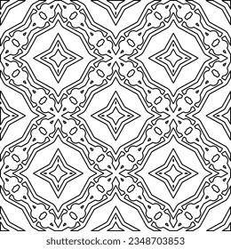 Vector pattern with symmetrical elements . Modern stylish abstract texture. Repeating geometric tiles from striped elements.Black and white pattern.