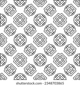 Vector pattern with symmetrical elements . Modern stylish abstract texture. Repeating geometric tiles from striped elements.Black and white pattern.