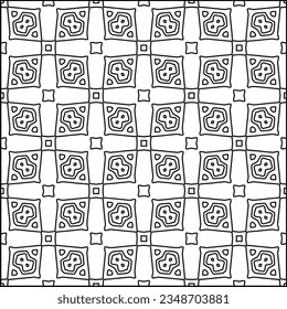Vector pattern with symmetrical elements . Modern stylish abstract texture. Repeating geometric tiles from striped elements.Black and white pattern.